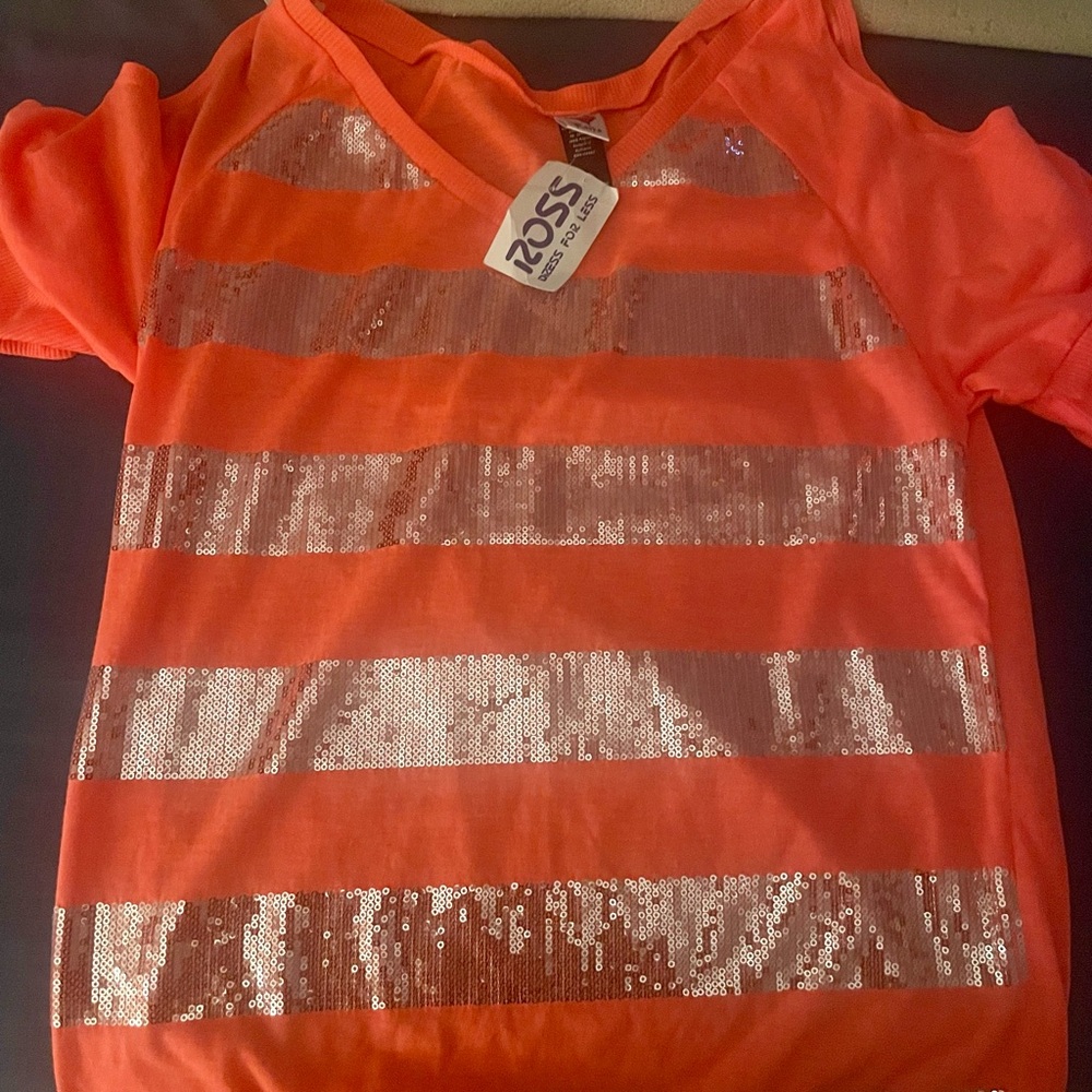 Orange Sequin Kids Top